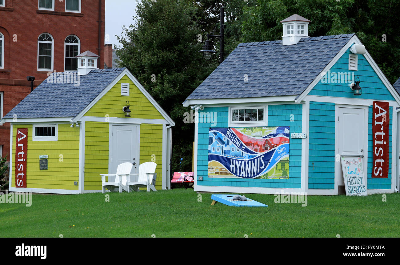 Colorful artist shanties on Cape Cod, Hyannis, Massachusetts Stock