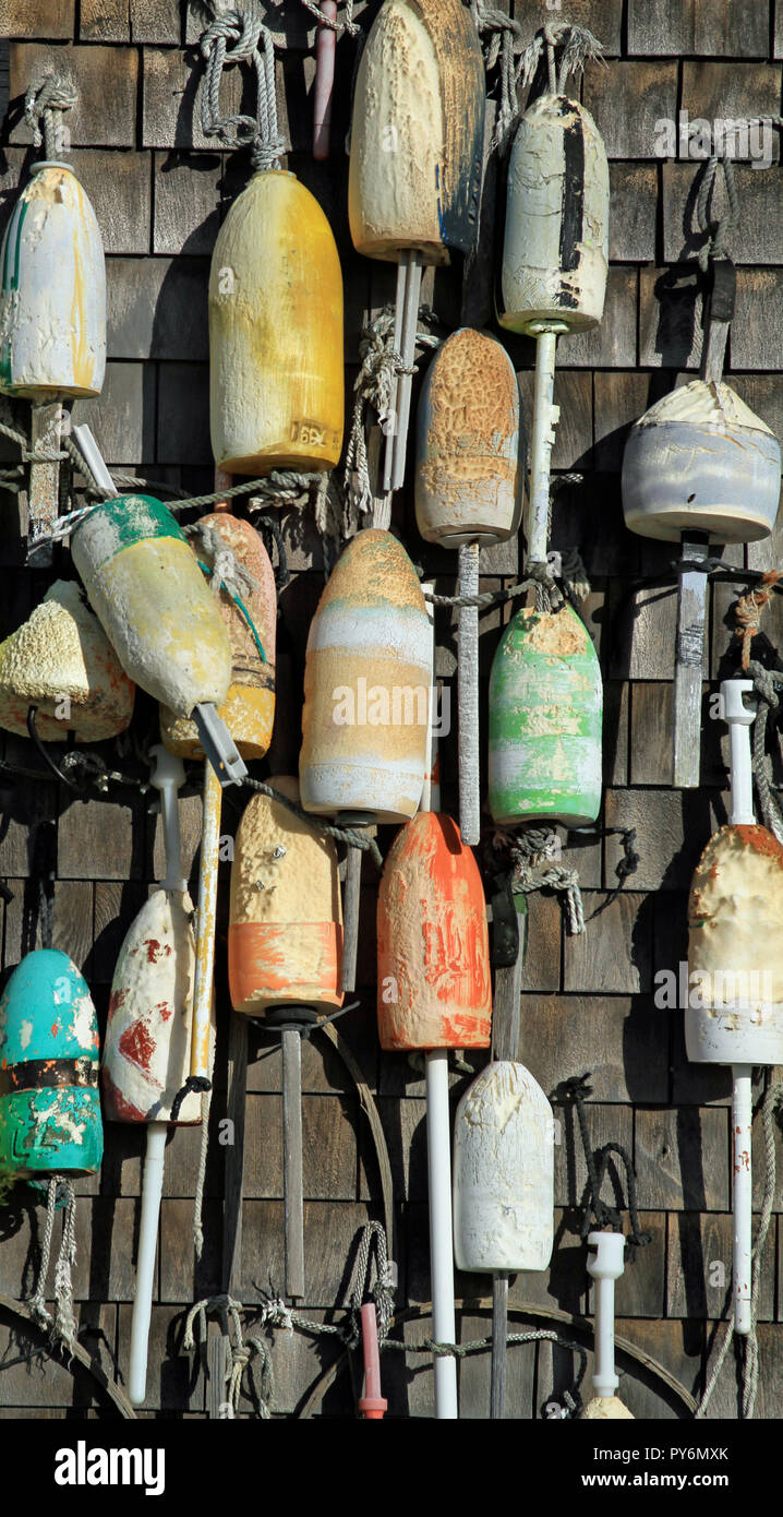 Wooden lobster buoys Stock Photo - Alamy