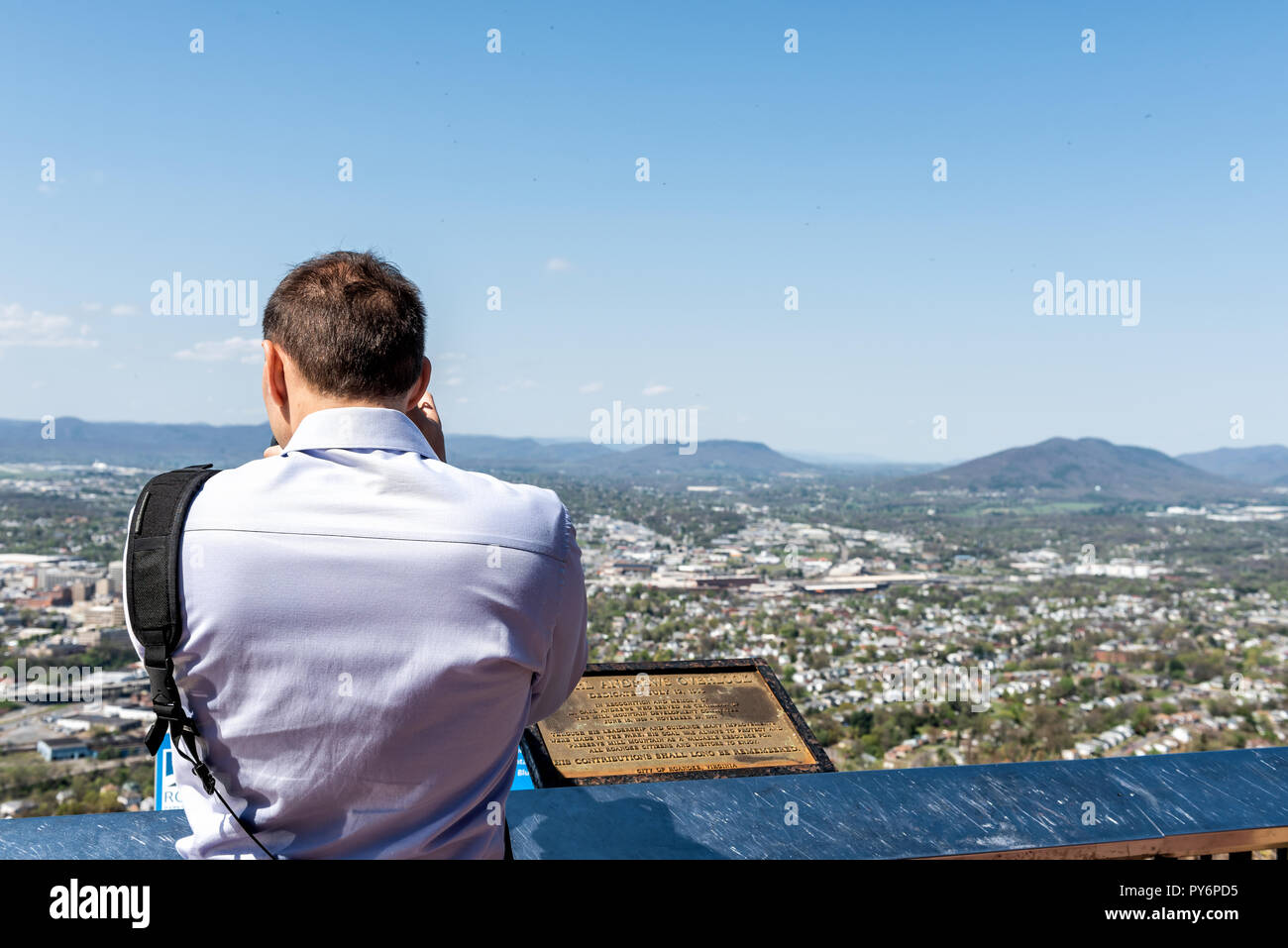 Roanoke, USA - April 18, 2018: Cityscape Skyline view of city in ...