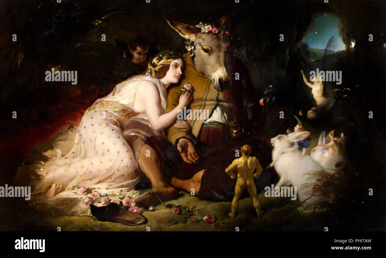 Edwin Henry Landseer, Scene from A Midsummer Night's Dream. Titania and Bottom, Circa 1848-1851 Oil on canvas, National Gallery of Victoria, Australia. Stock Photo