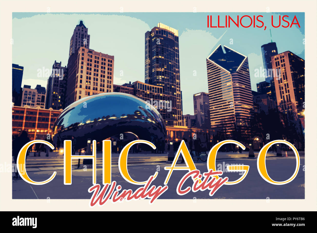 Chicago, USA Travel Poster v11a.jpg - PY6TEY Stock Photo