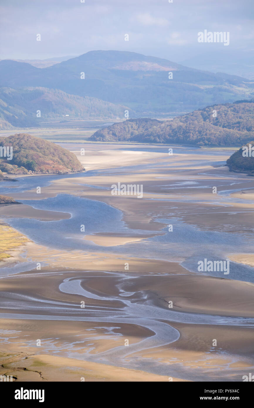 Looking down the Mawddach Estuary, Snowdonia National Park, North Wales, UK Stock Photo