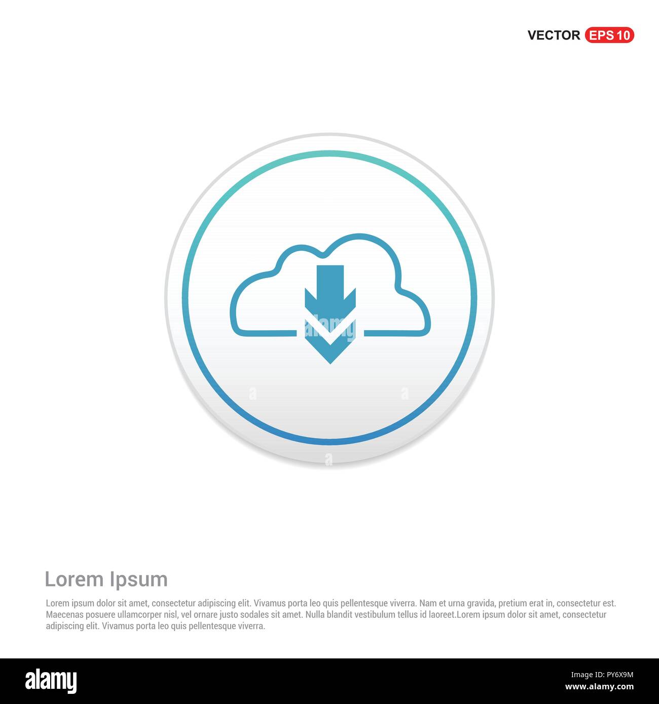 Cloud Download Icon - white circle button Stock Vector Image & Art - Alamy