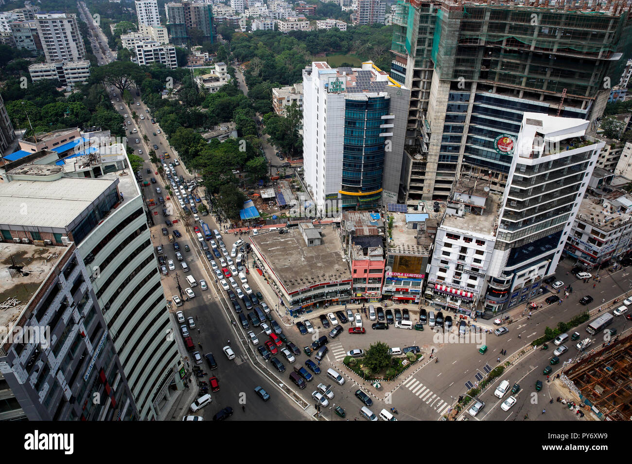 Aerial view of Gulshan2 circle in Dhaka, Bangladesh Stock Photo Alamy