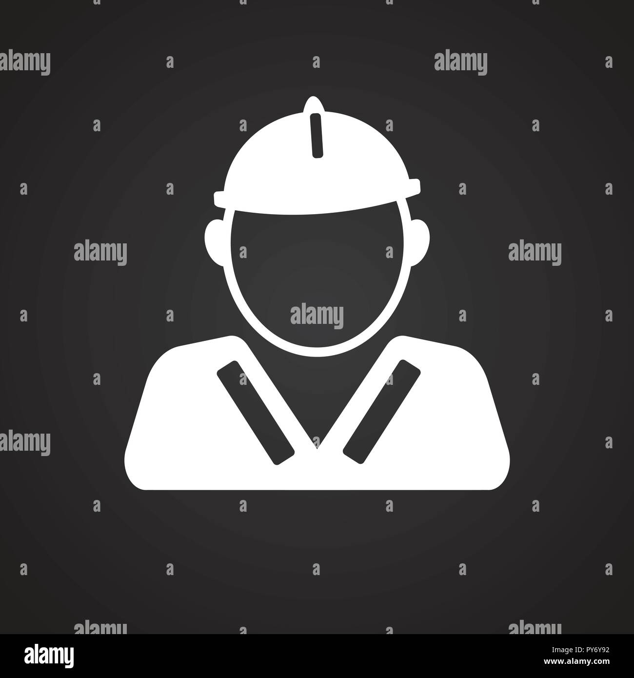 Worker in unionall on black background Stock Vector