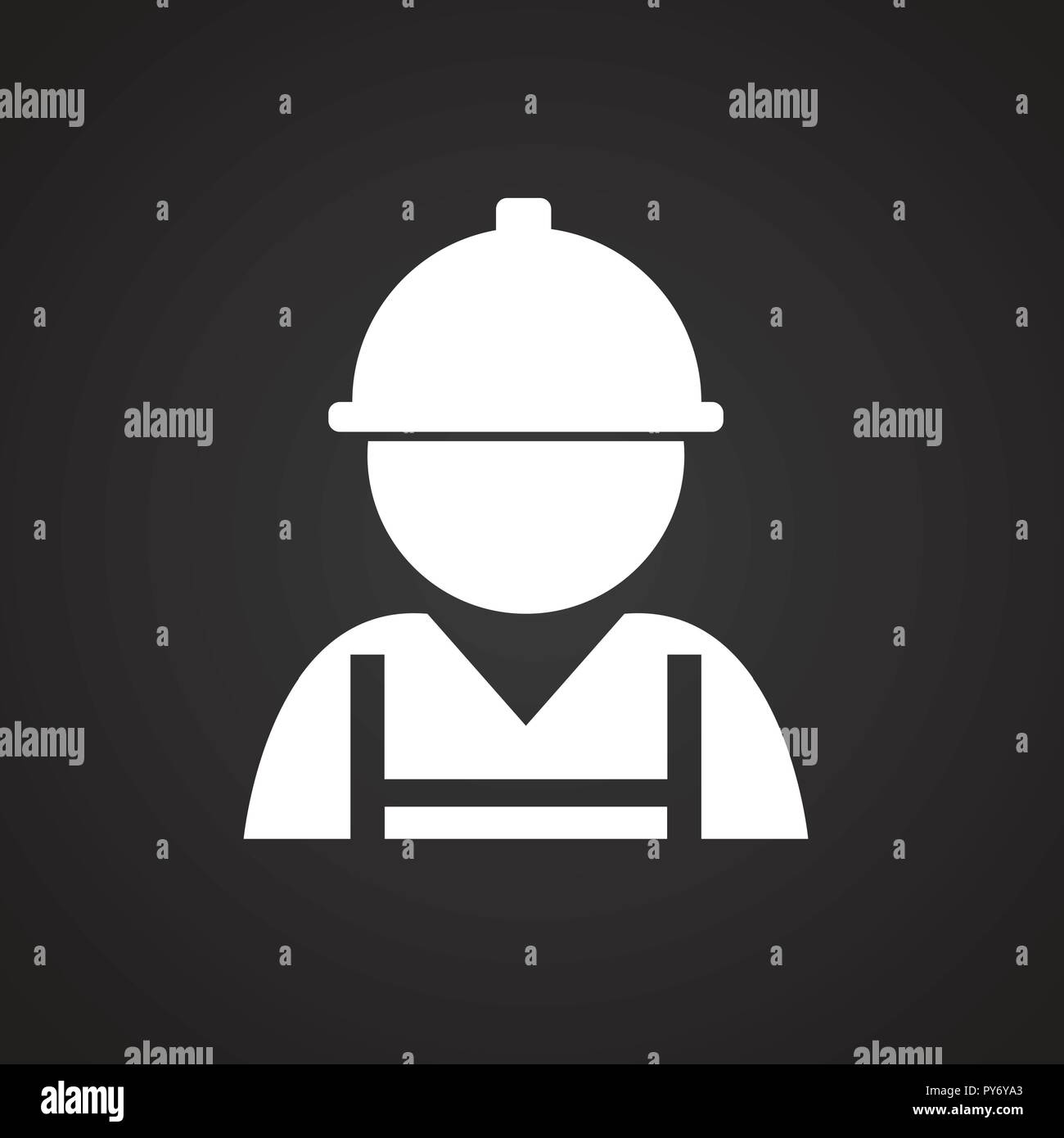 Worker in unionall on black background Stock Vector