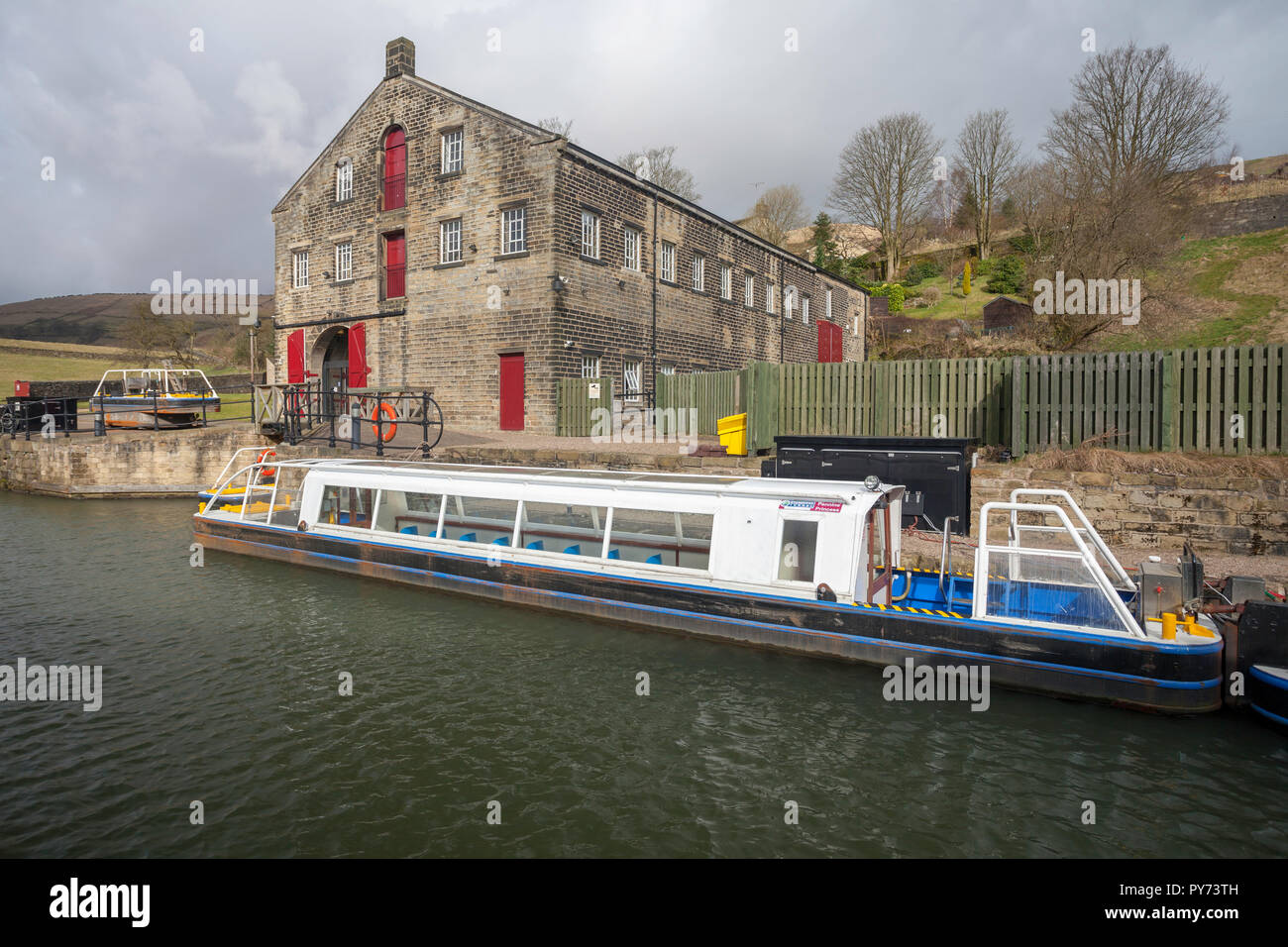 The visitor centre at Stanedge tunnel on the Huddersfield Narrow Canal near Marsden in West Yorkshire Stock Photo
