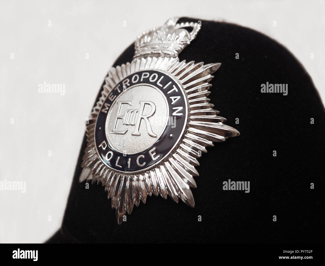 Metropolitan police helmet Stock Photo