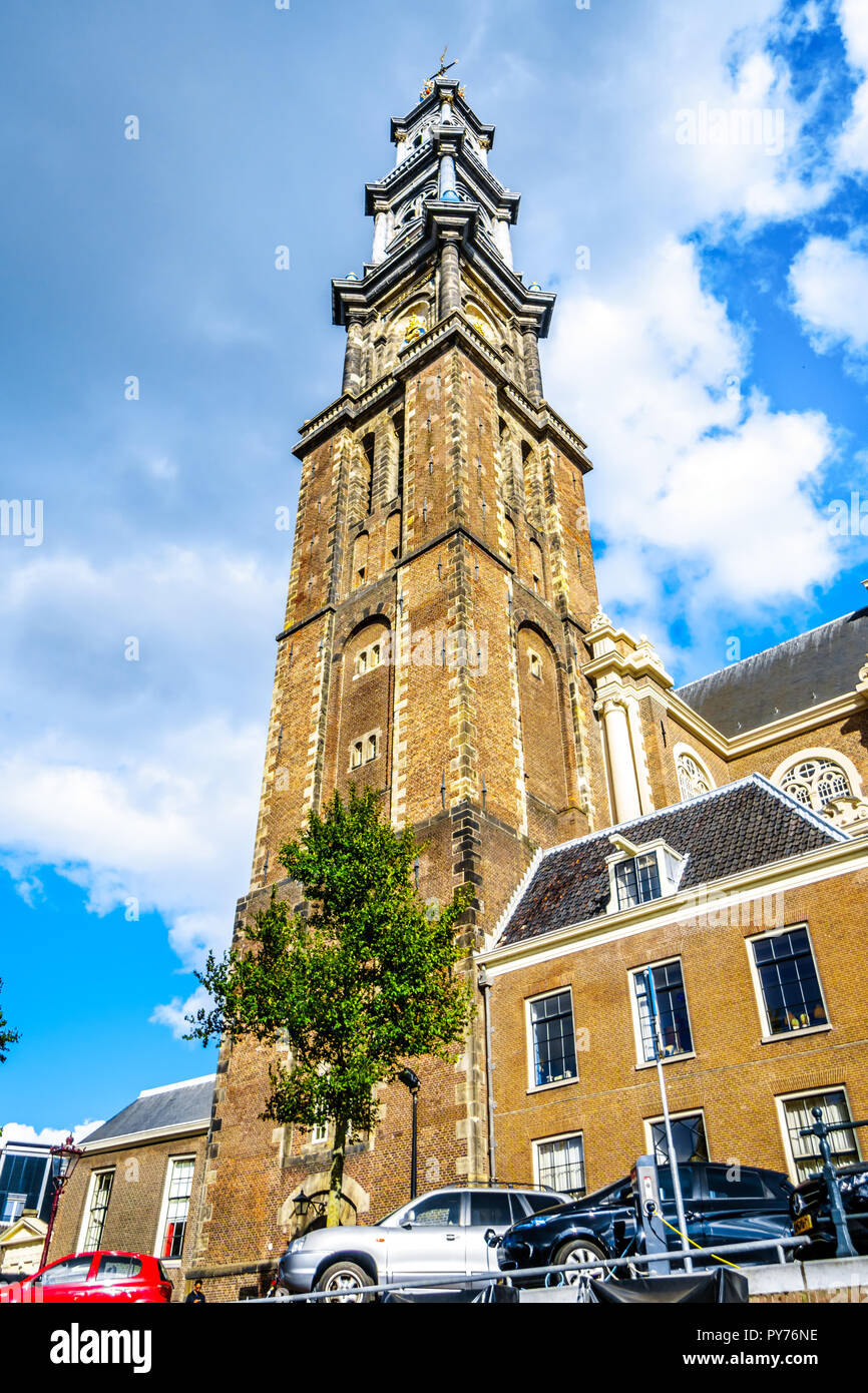Tower Of The Historic Westerkerk In Amsterdam Near The Anne Frank