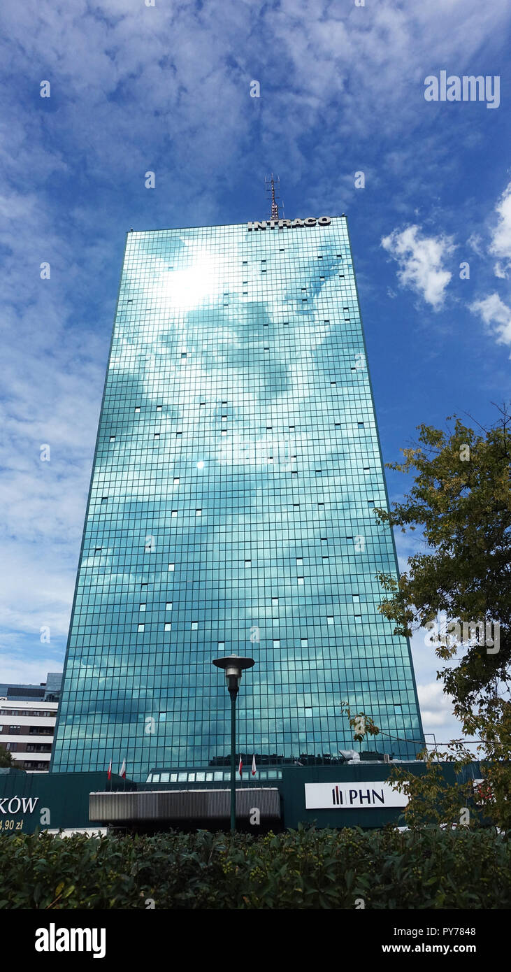 The Blue Skyscraper, Plac Bankowy square Warsaw Poland EU Stock Photo