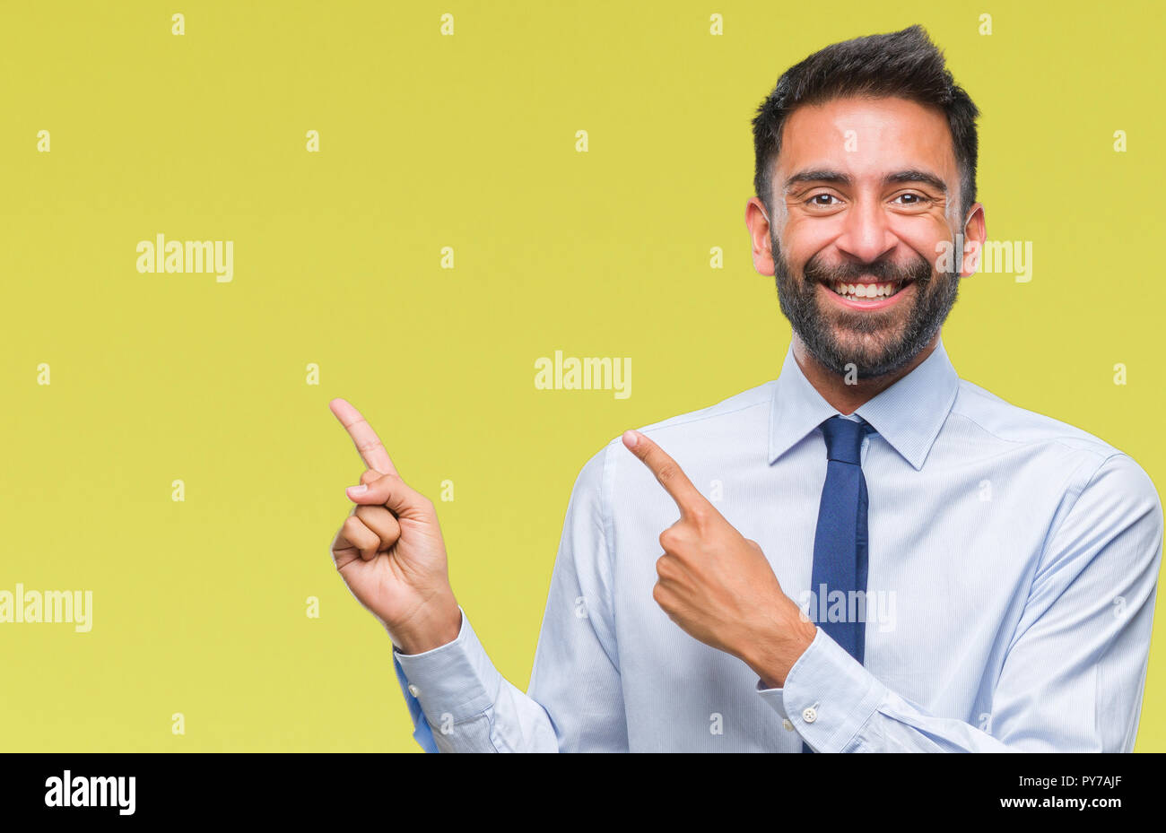 Adult hispanic business man over isolated background smiling and ...