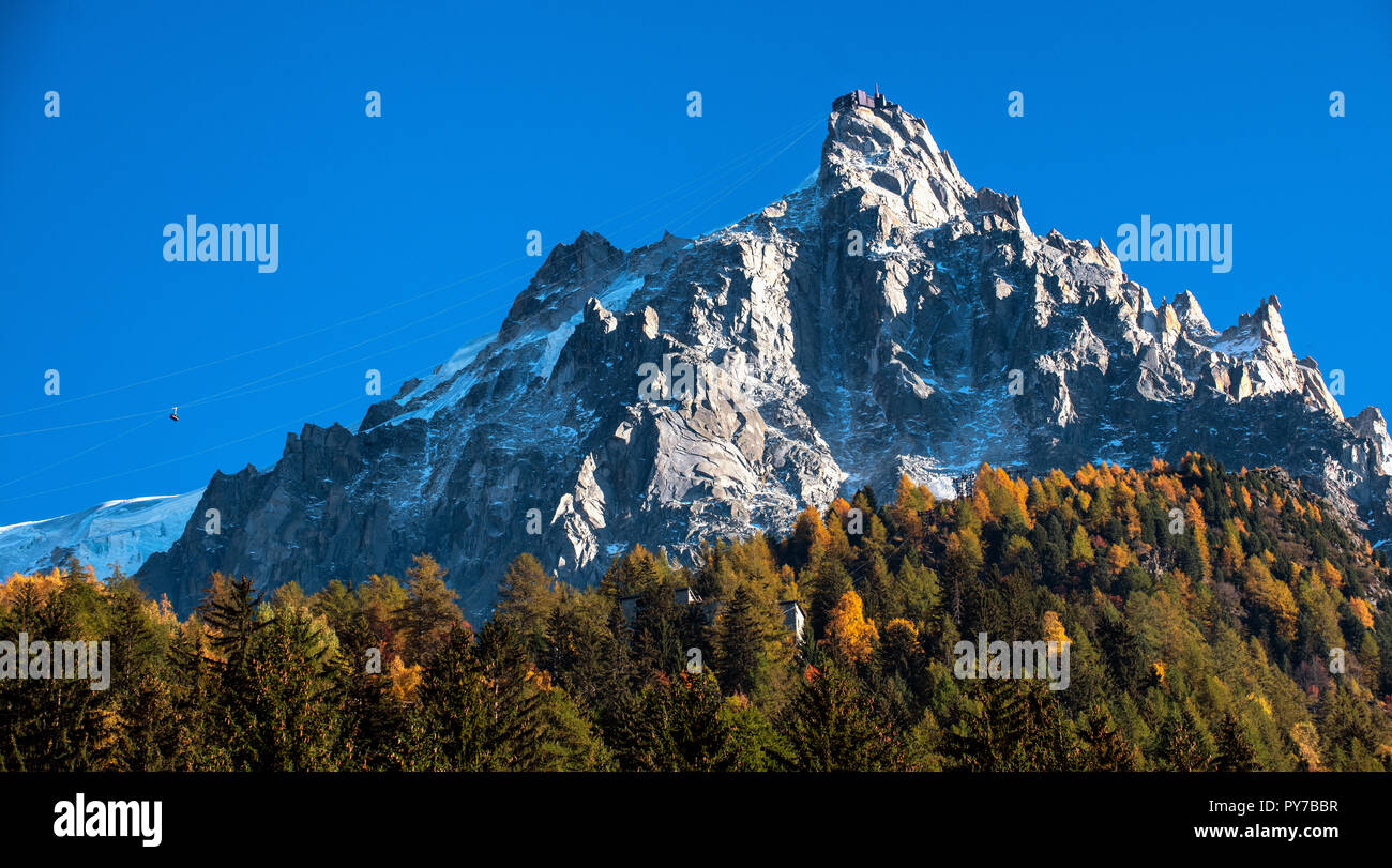 Aiguille du Midi, a mountain in the Mont Blanc massif within the French ...