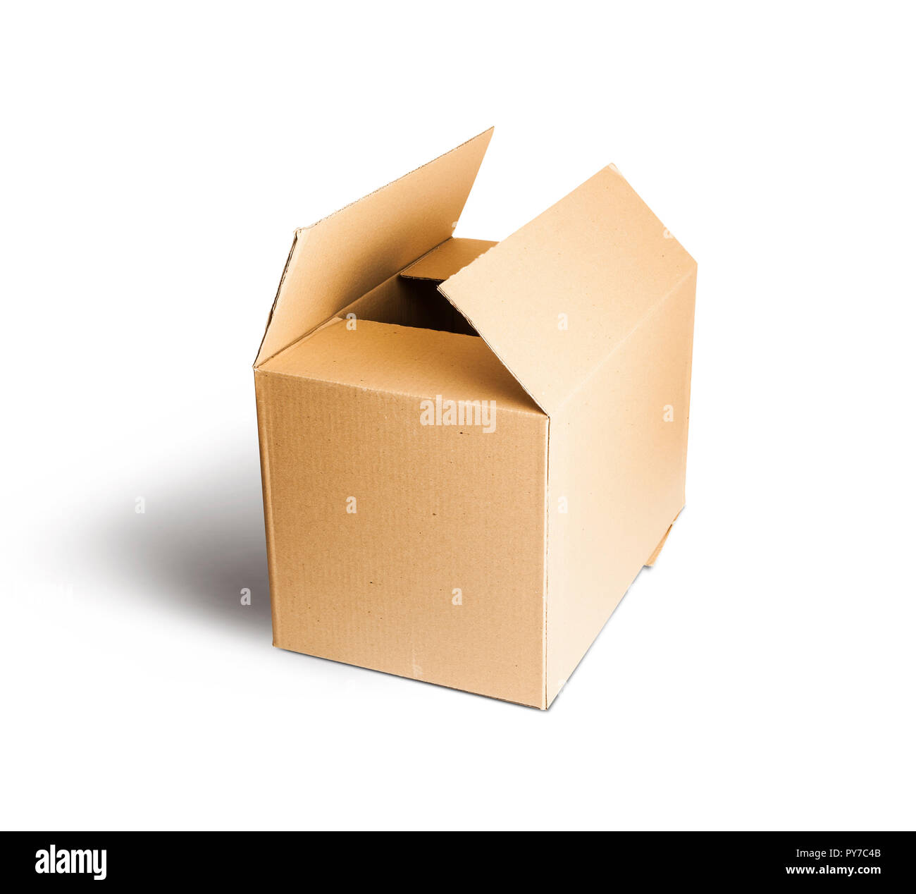 Prime Cardboard Box Open Wrapping Paper Isolated White