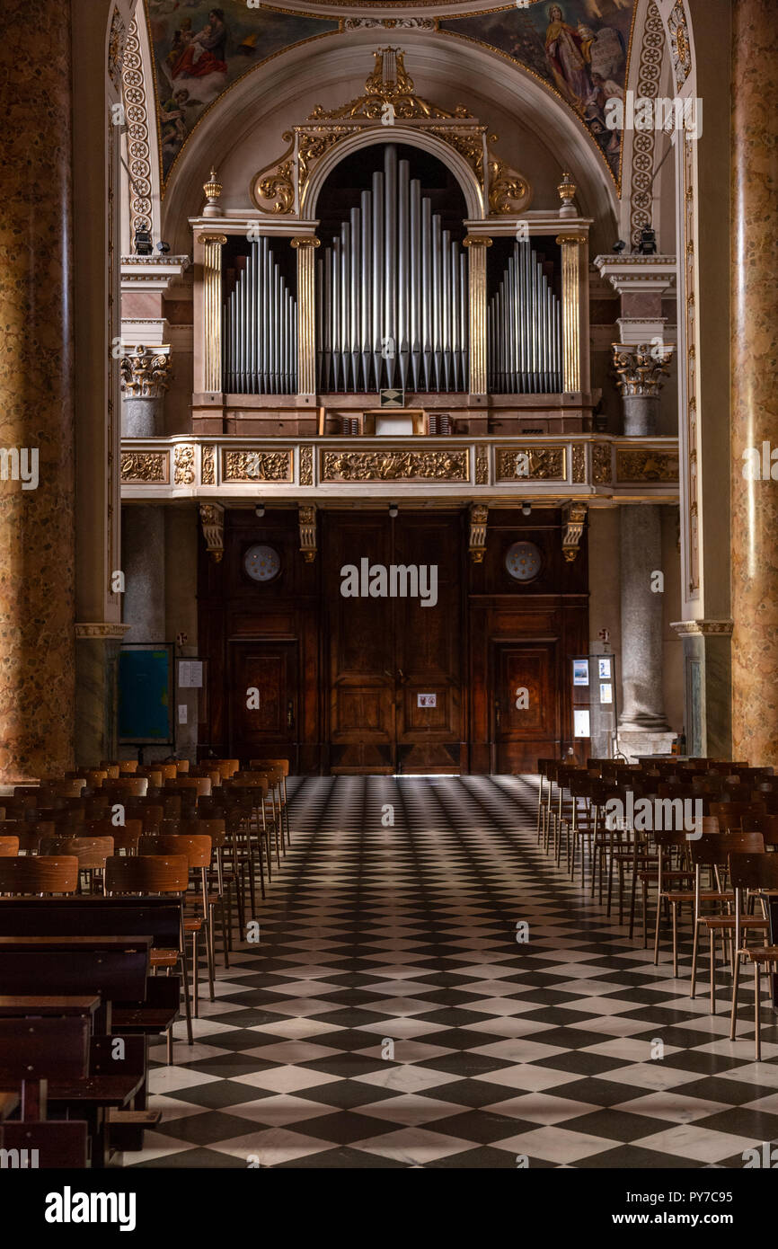 Interior of the Basilica di San Nicolo at Lecco on Lake Como, Italy Stock Photo