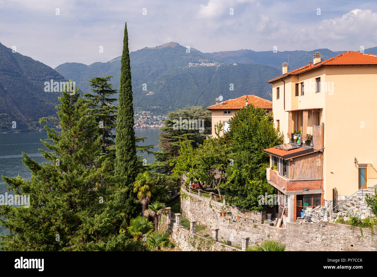 The town of Nesso above Lake Como in the Italian mountains Stock Photo