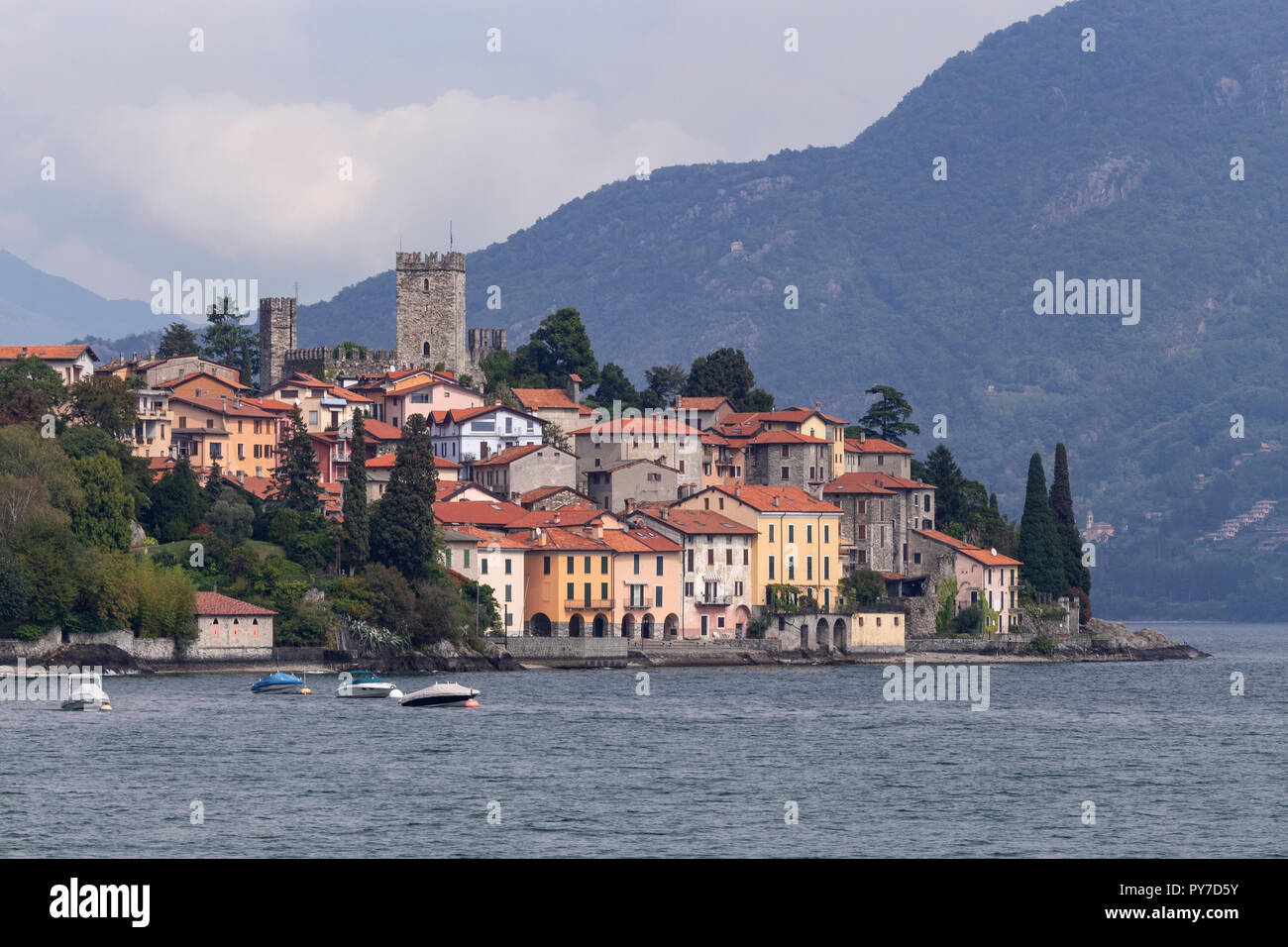 Santa Maria on the shore of Lake Como in the Italian mountains Stock Photo