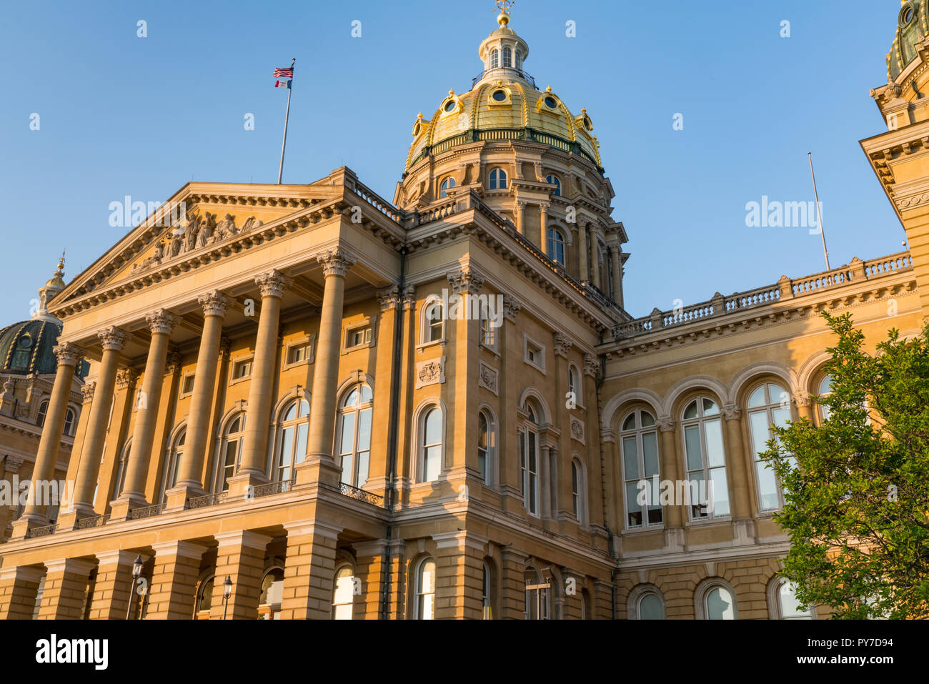 Facade of the Iowa State Capitol Building in Des Moines, Iowa Stock Photo