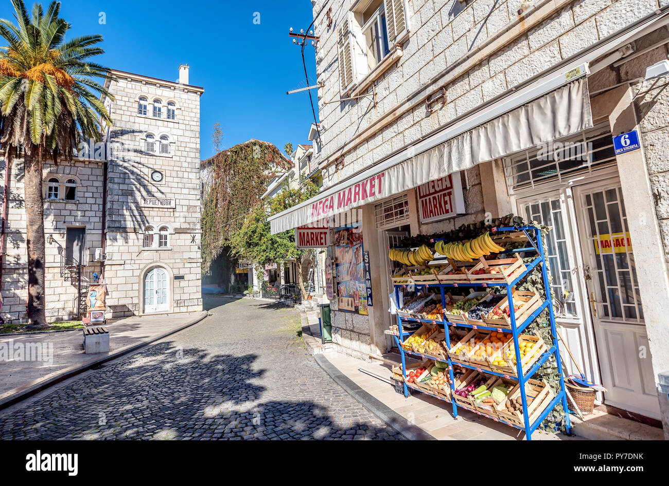 Market Shop At The Old Town Of Herceg Novi Montenegro Stock Photo Alamy