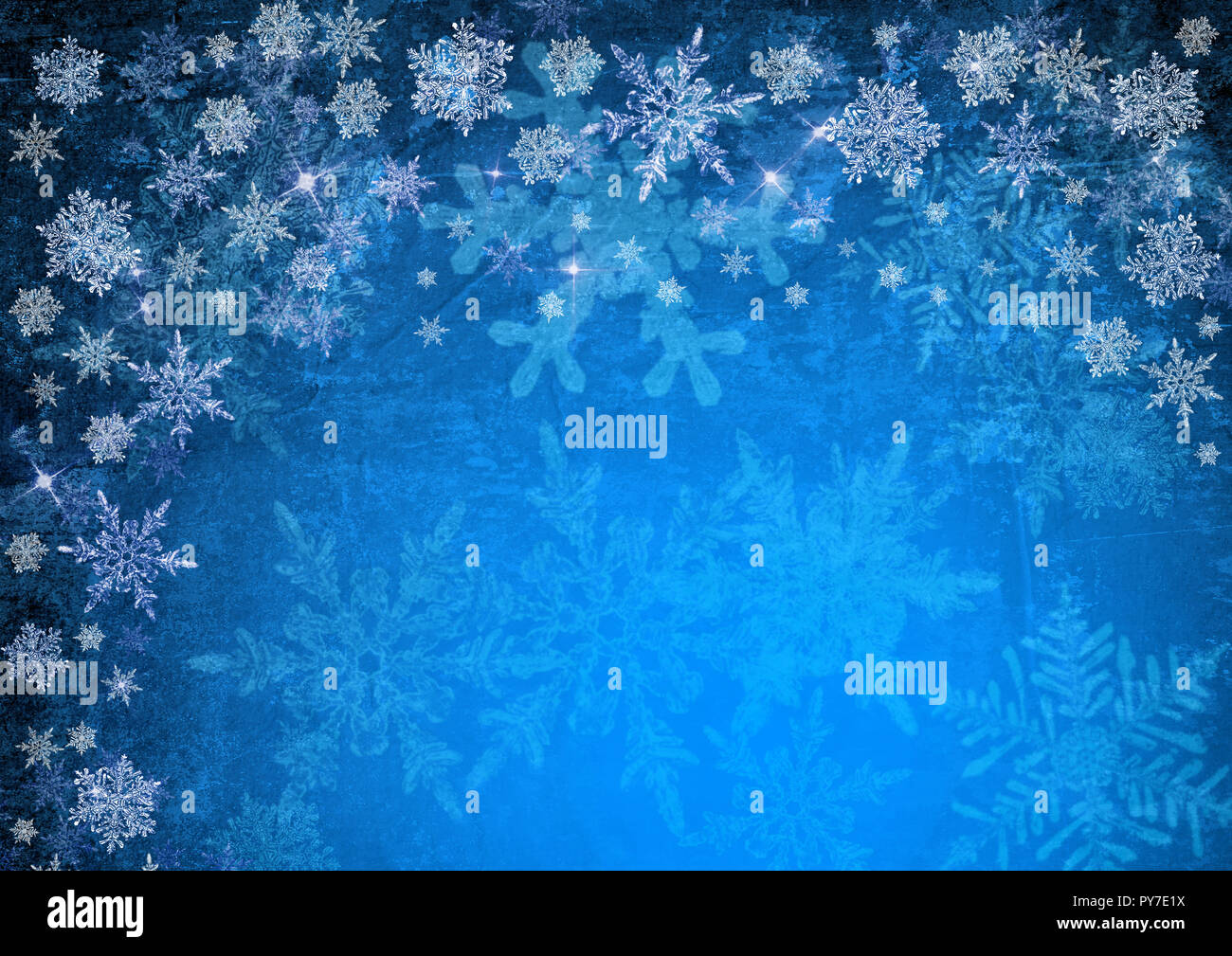 Blue christmas background with snowflakes Stock Photo - Alamy