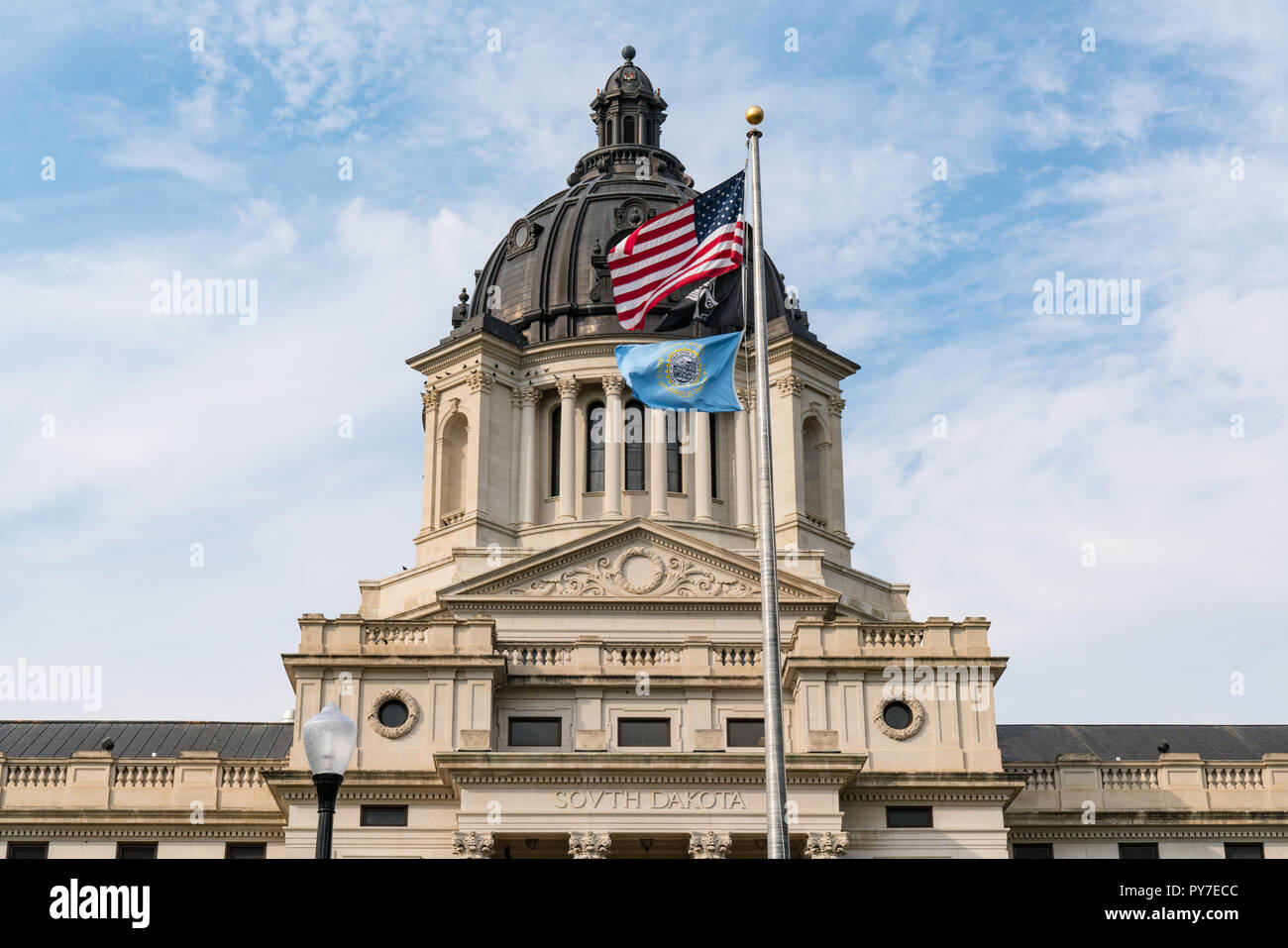 Facade of South Dakota Capital Building in Pierre, SD Stock Photo