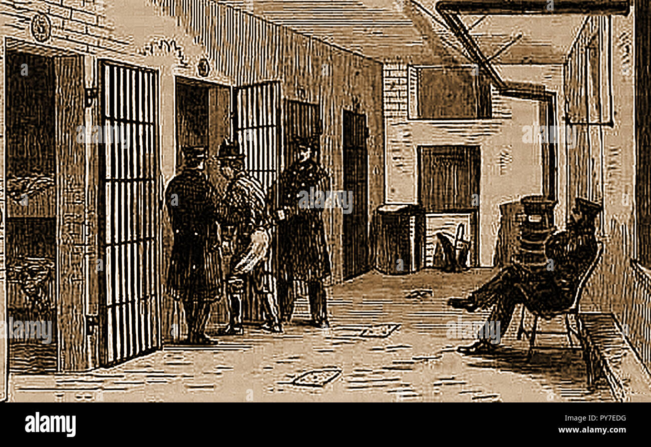 Boston USA in 1859 -    Police Station - The Cells Stock Photo