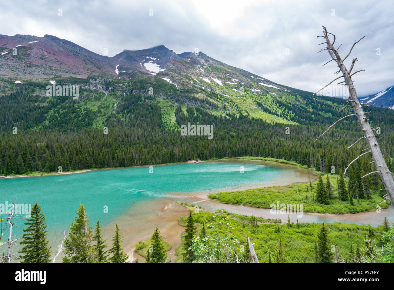 Josephine Lake from the Grinnell Glacier Trail in Glacier National Park, Montana Stock Photo