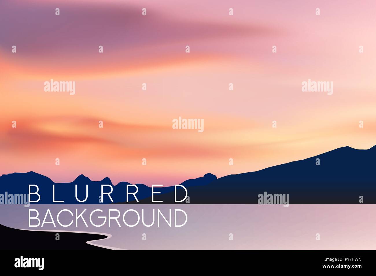 horizontal wide blurred mountain background - sunset colors With quote Stock Vector