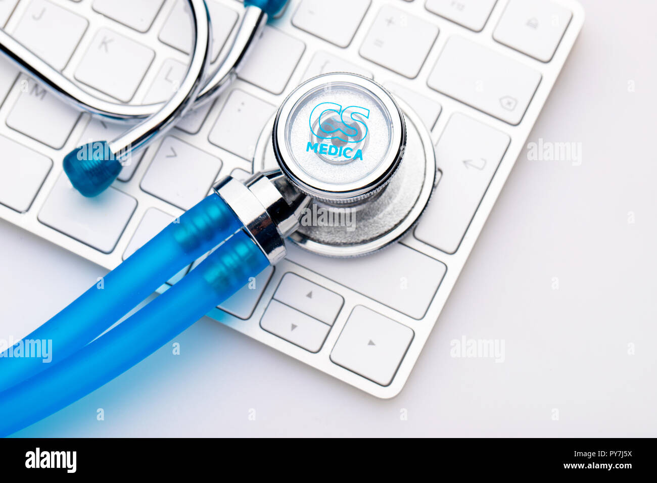 Keyboard and stethoscope and medical records Stock Photo - Alamy