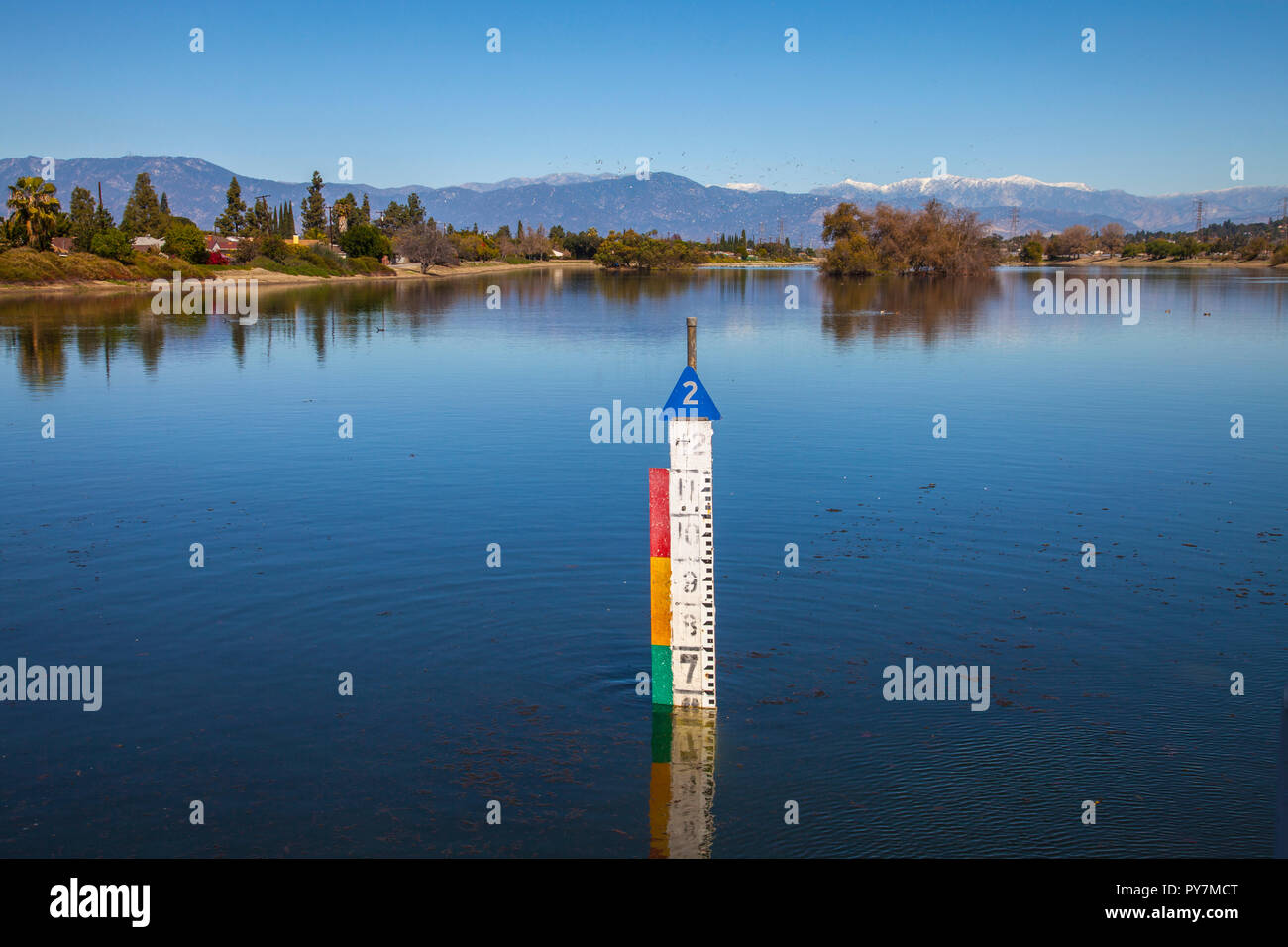 Water level gauge at Rio Hondo Spreading Grounds, Water Replenishment