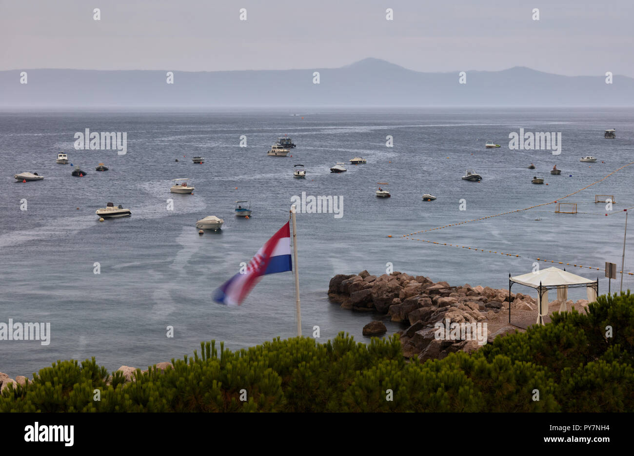 Rainy day in Moscenicka Draga, Istria, Croatia Stock Photo