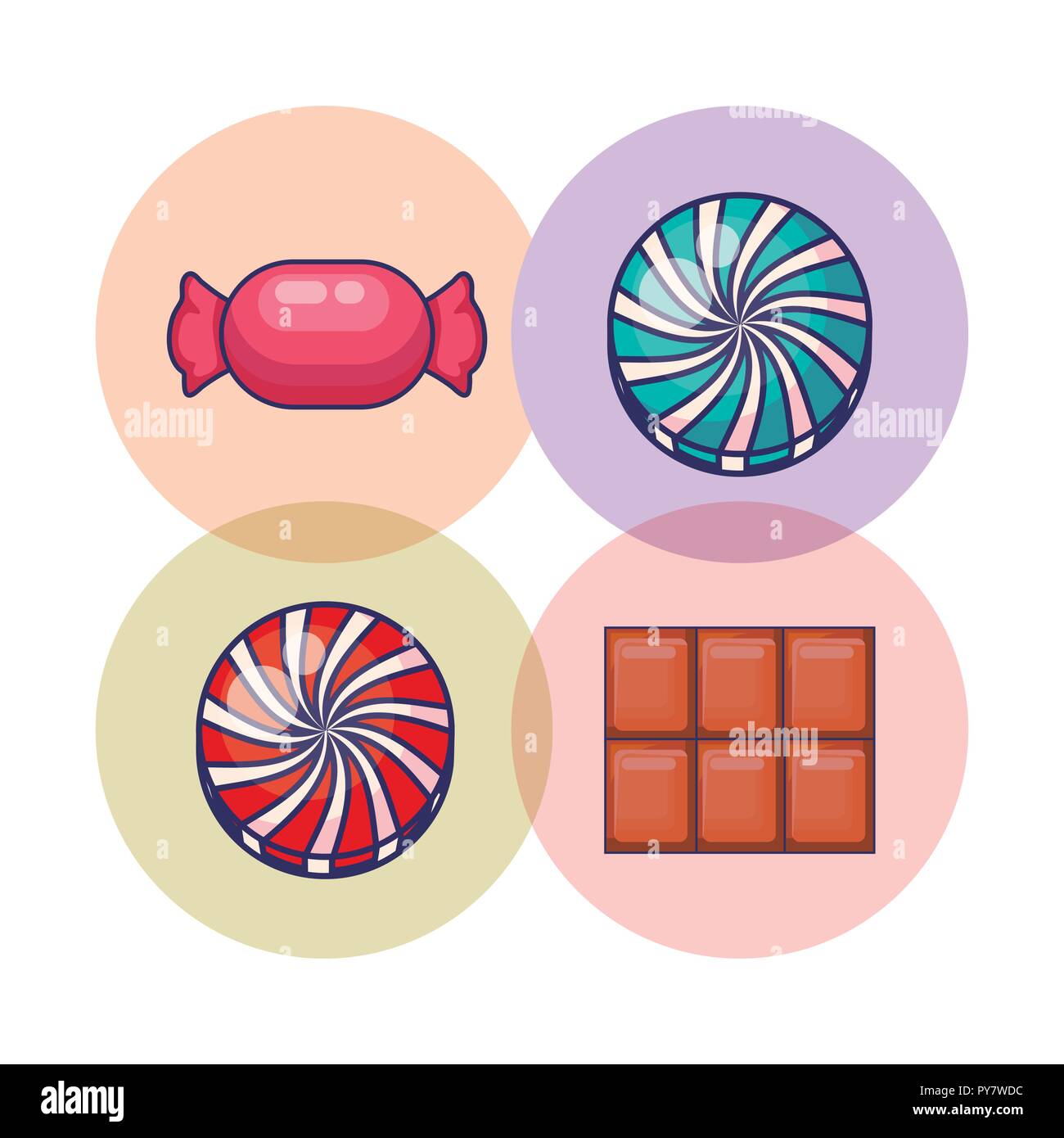 set of sweet candies isolated icon vector illustration design Stock ...