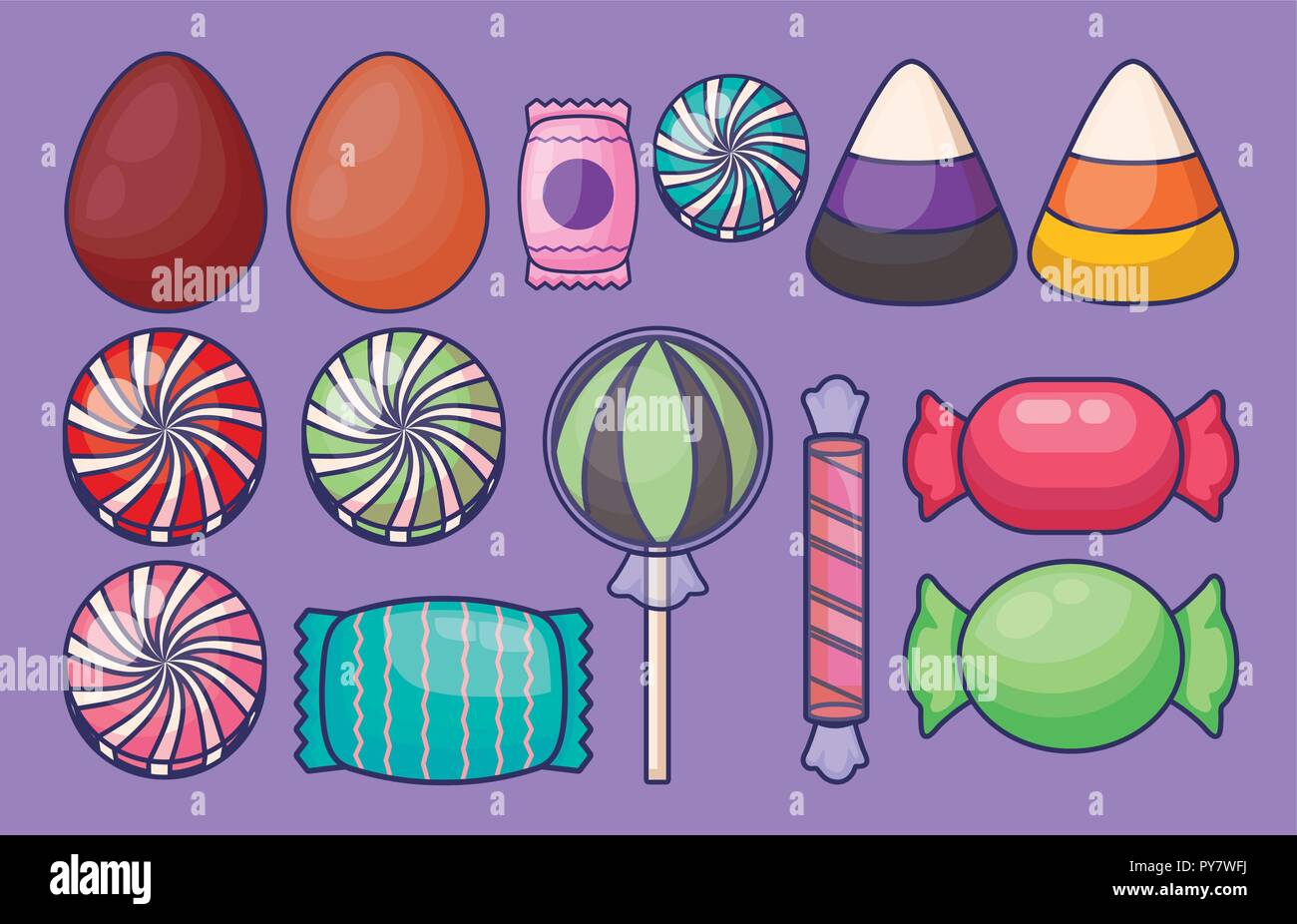 set of sweet candies isolated icon vector illustration design Stock ...