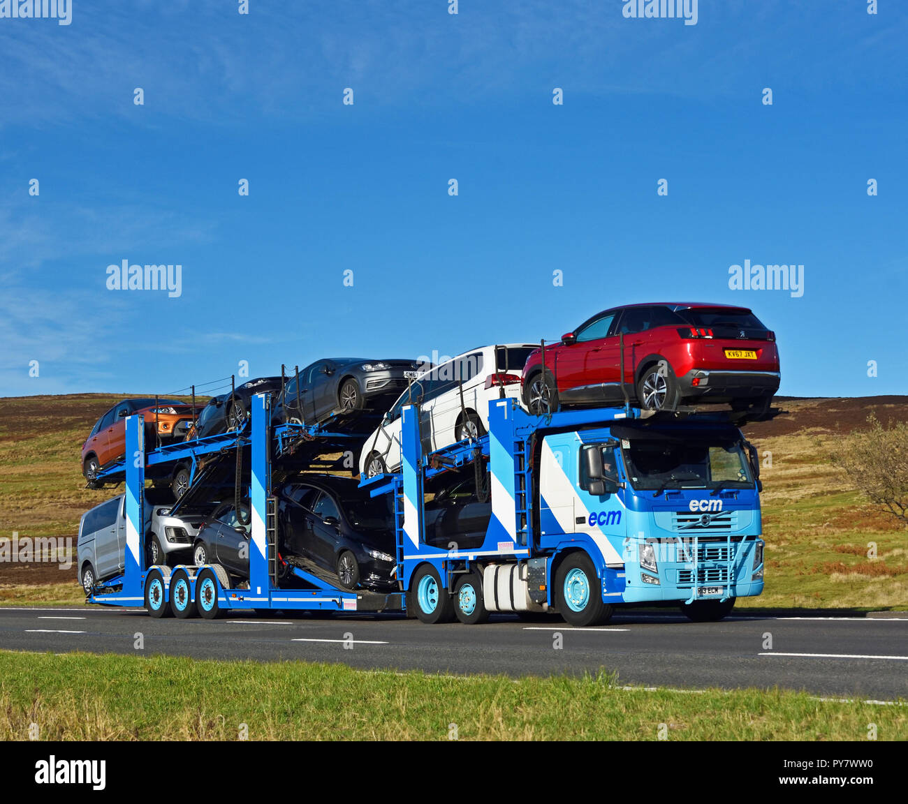ECM (Vehicle Delivery Service) Limited Car Transporter. M6 Motorway