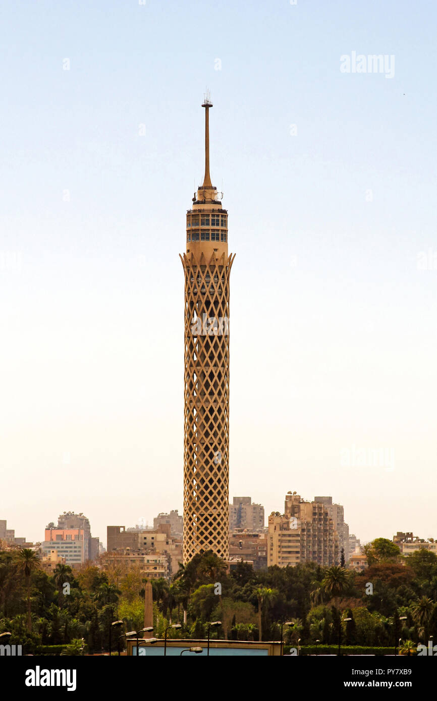 Landmark tower at Gezira island in Cairo Egypt Stock Photo