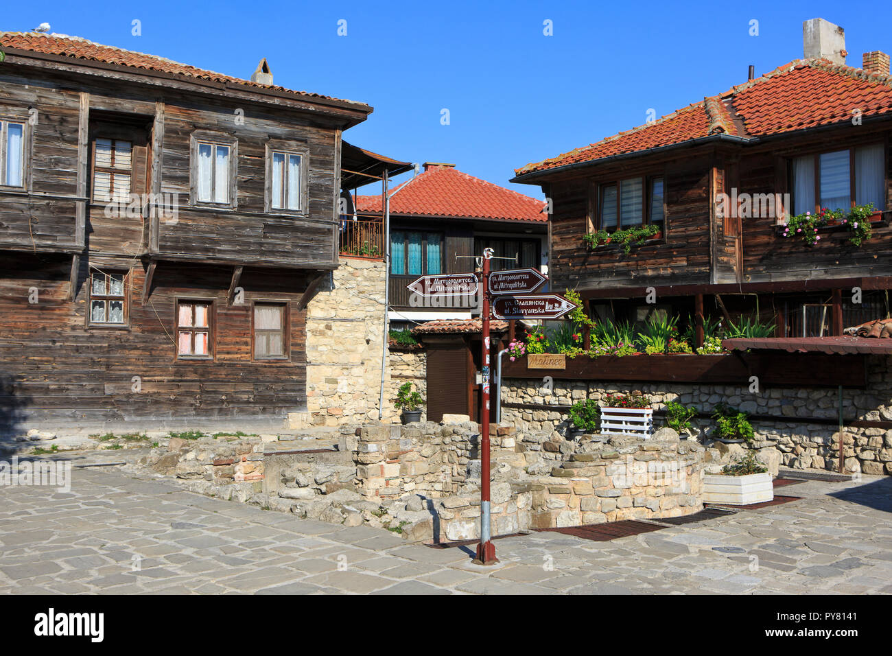 Ancient ruins in the Old town of Nesebar, Bulgaria Stock Photo