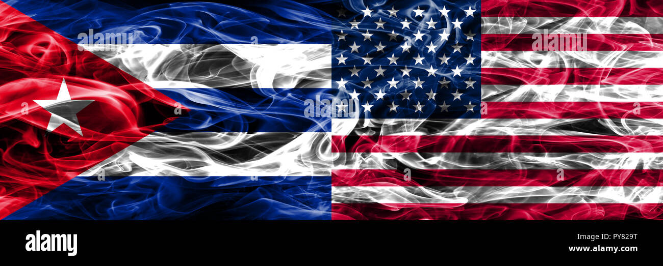 Cuba, Cuban vs United States of America, American smoke flags placed