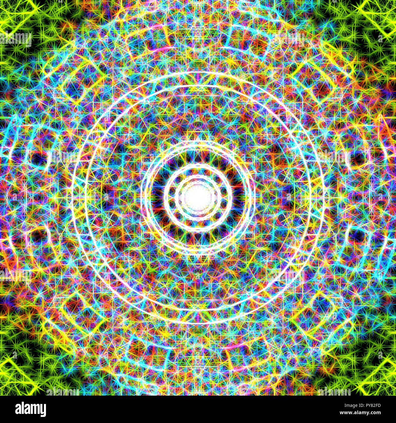 A colorful and vivid image with abstract Sacred Geometry. A psychedelic ...