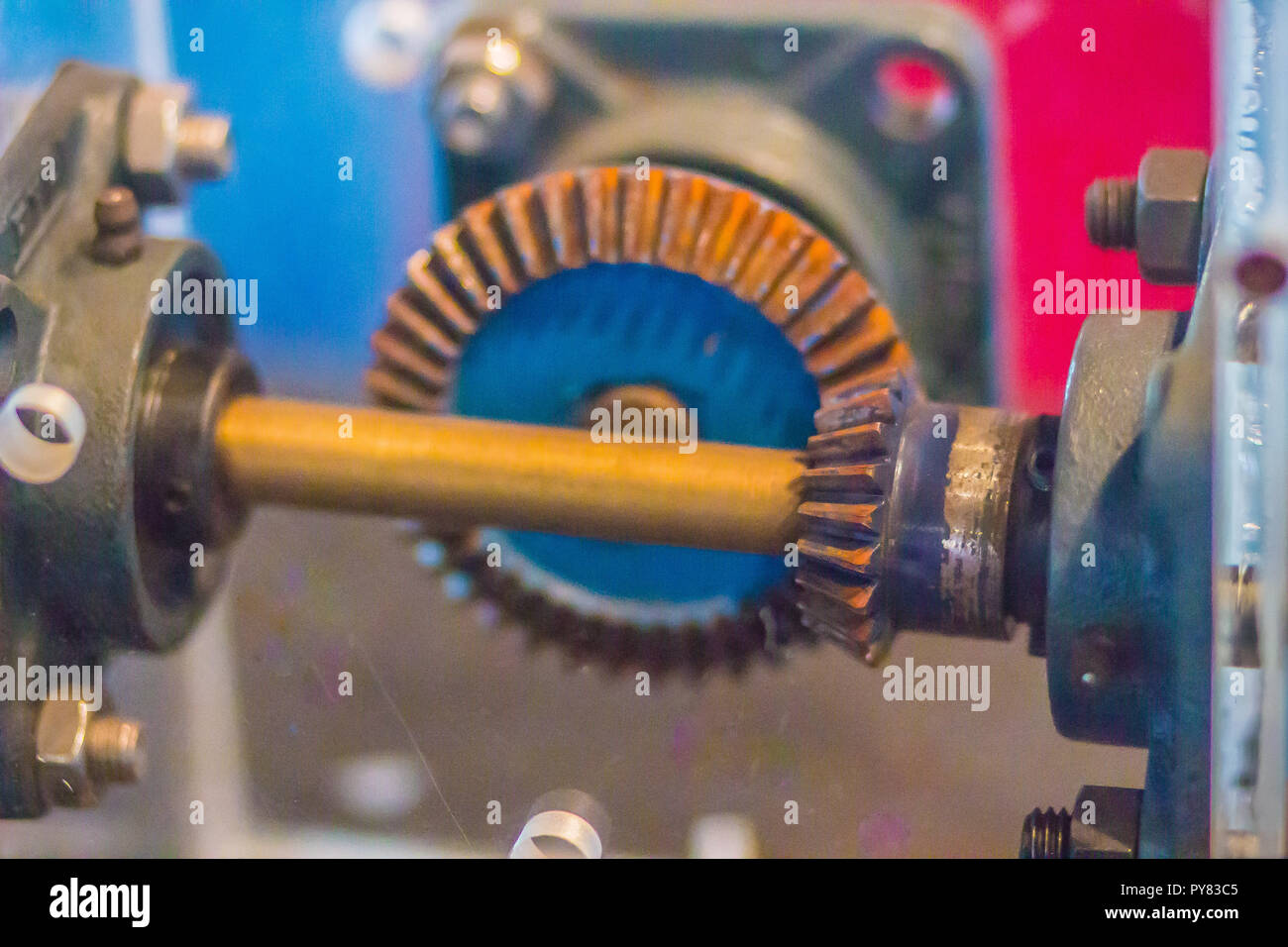 Sample of bevel gear set. Bevel gears are gears where the axes of the