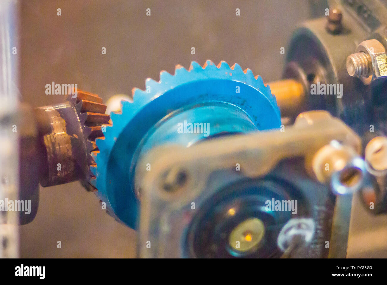 Sample of bevel gear set. Bevel gears are gears where the axes of the