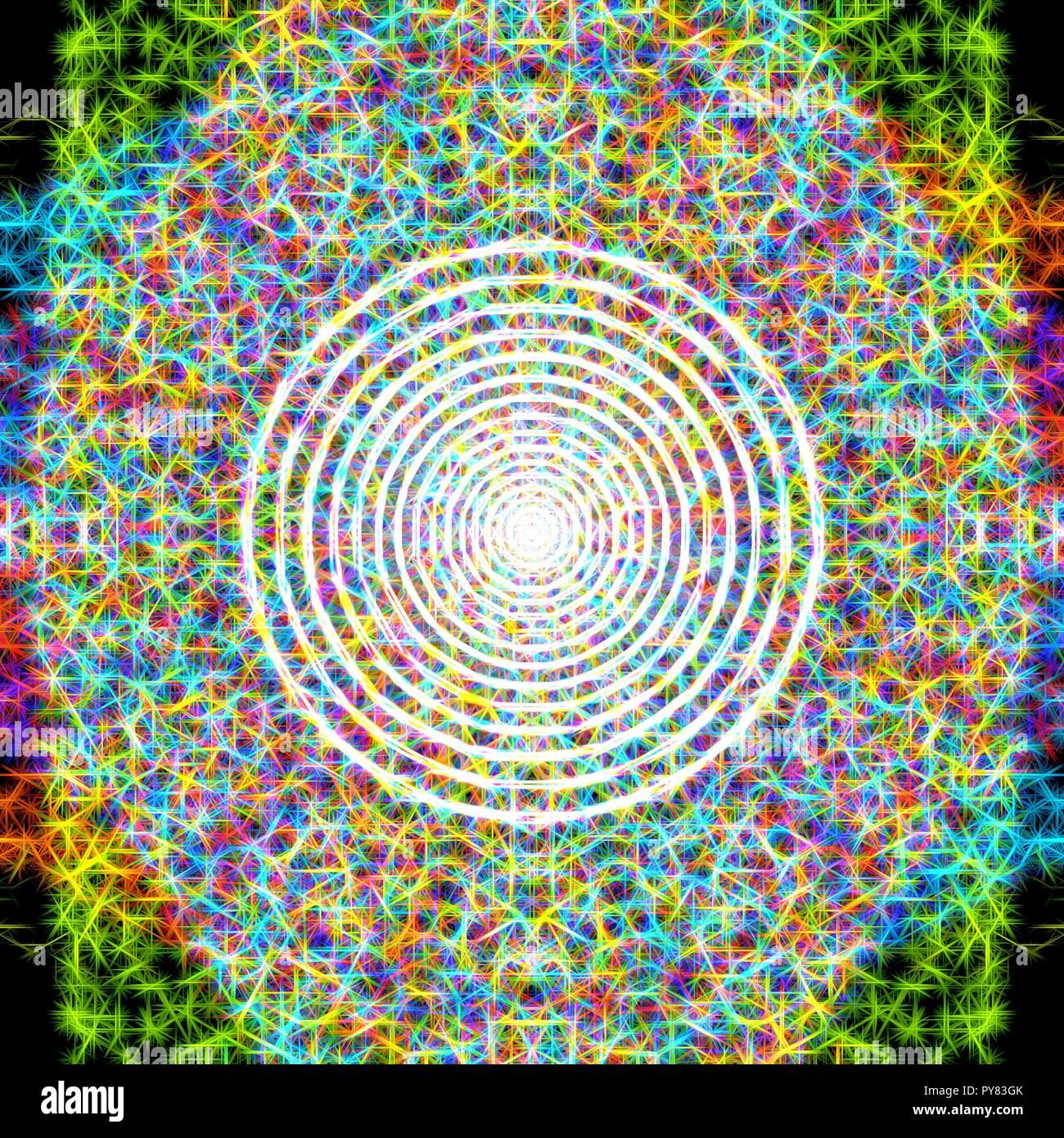 A colorful and vivid image with abstract Sacred Geometry. A psychedelic ...