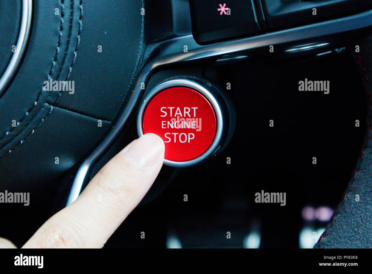 Hong Kong, China Jan 4, 2018 : Audi TTRS 2018 Start Stop Engine Jan 4 2018 in Hong Kong. Stock Photo