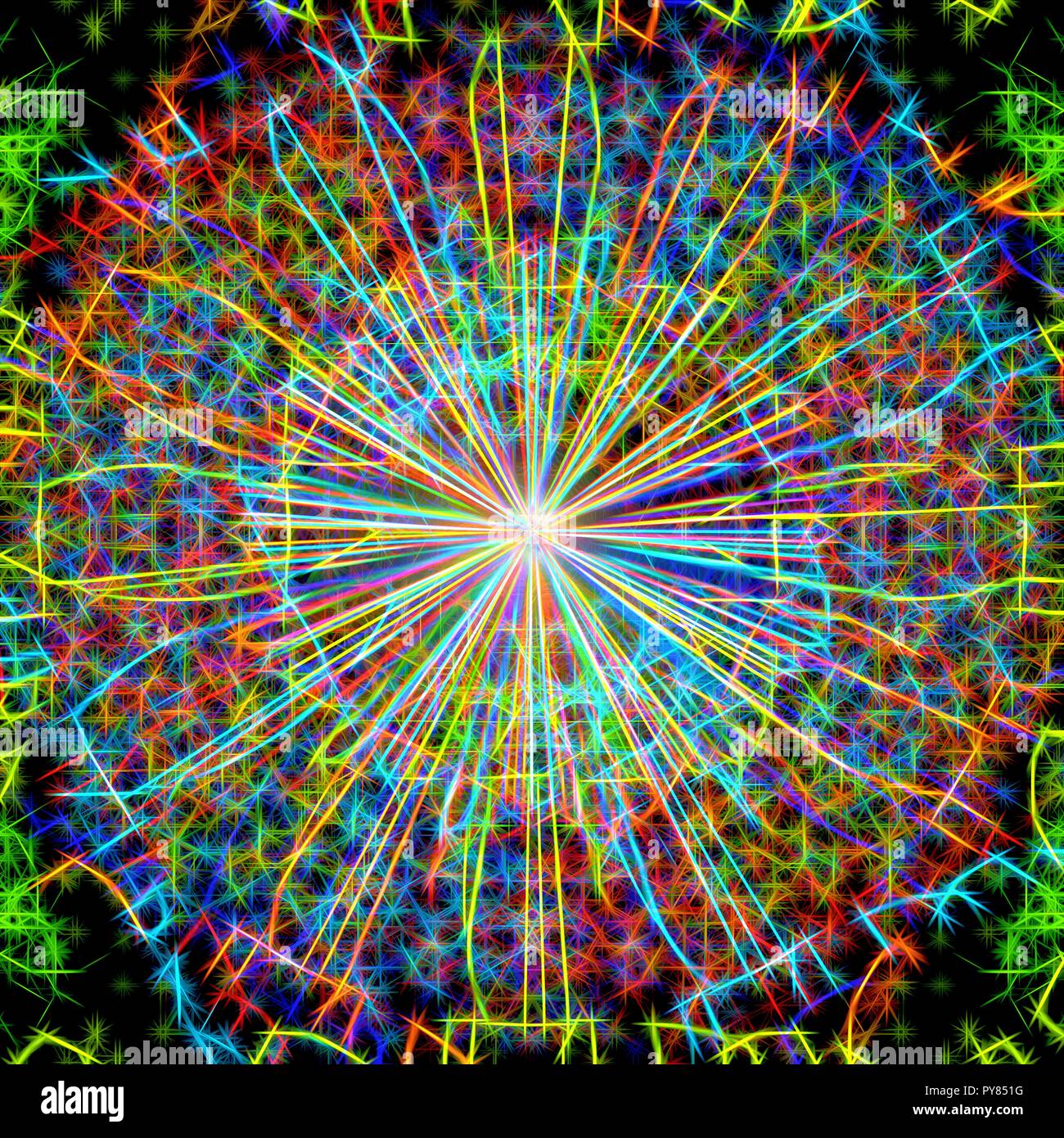A colorful and vivid image with abstract Sacred Geometry. A psychedelic ...