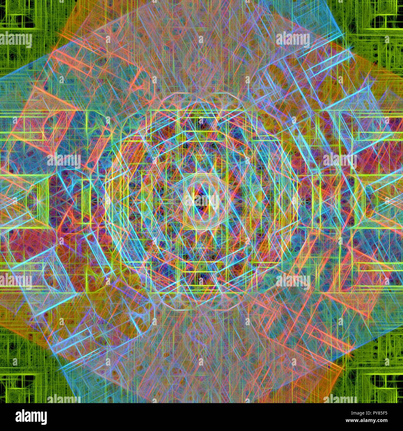 A colorful and vivid image with abstract Sacred Geometry. A psychedelic ...