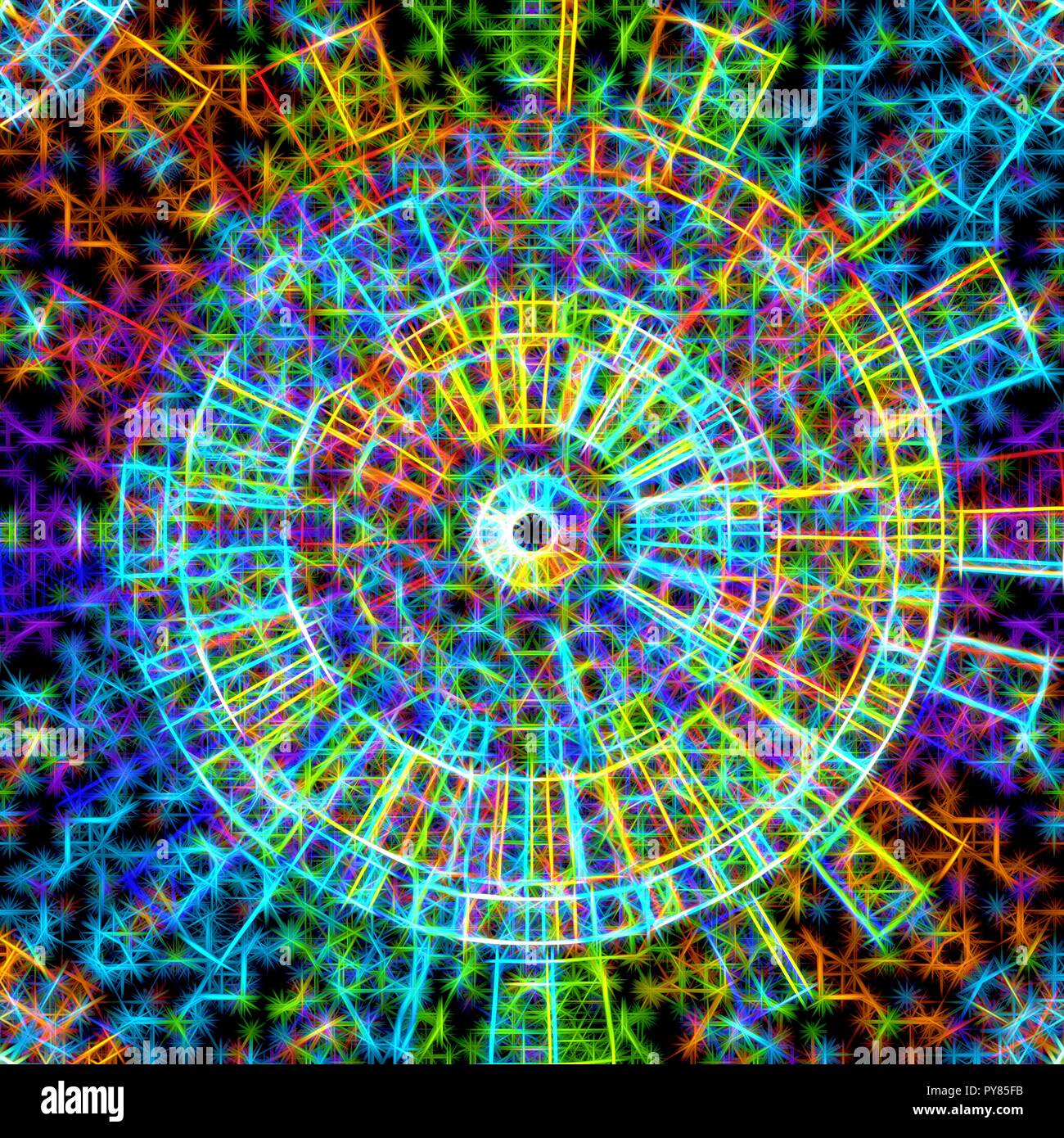 A colorful and vivid image with abstract Sacred Geometry. A psychedelic ...