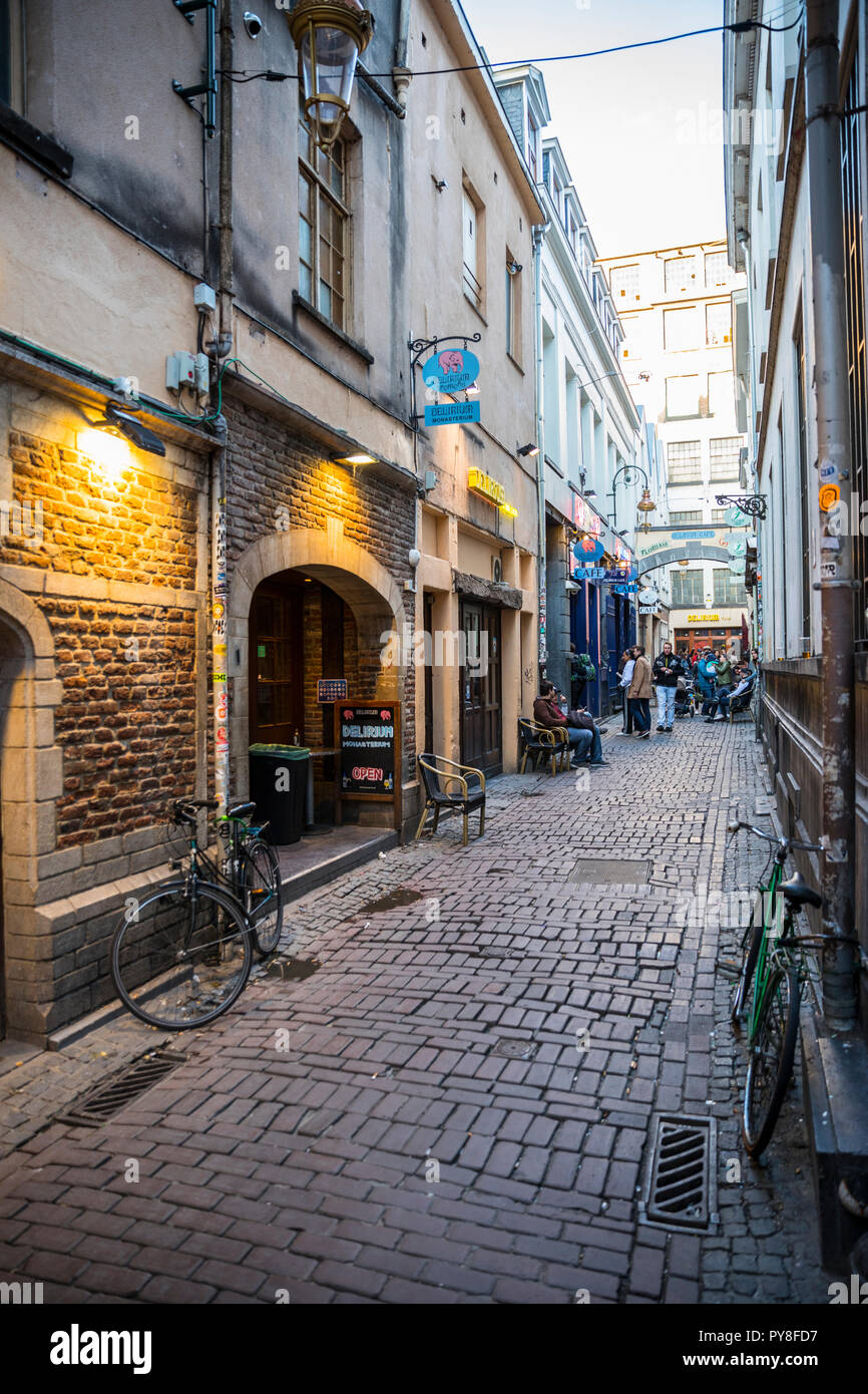 Brussels, popular Dellirium cafe bar Stock Photo