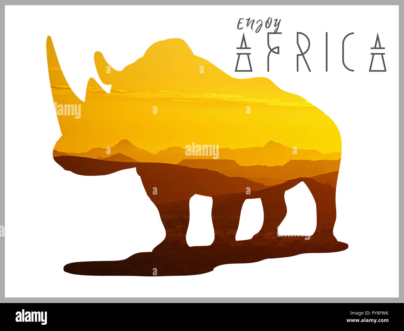 African Rhino Travel Poster Stock Photo