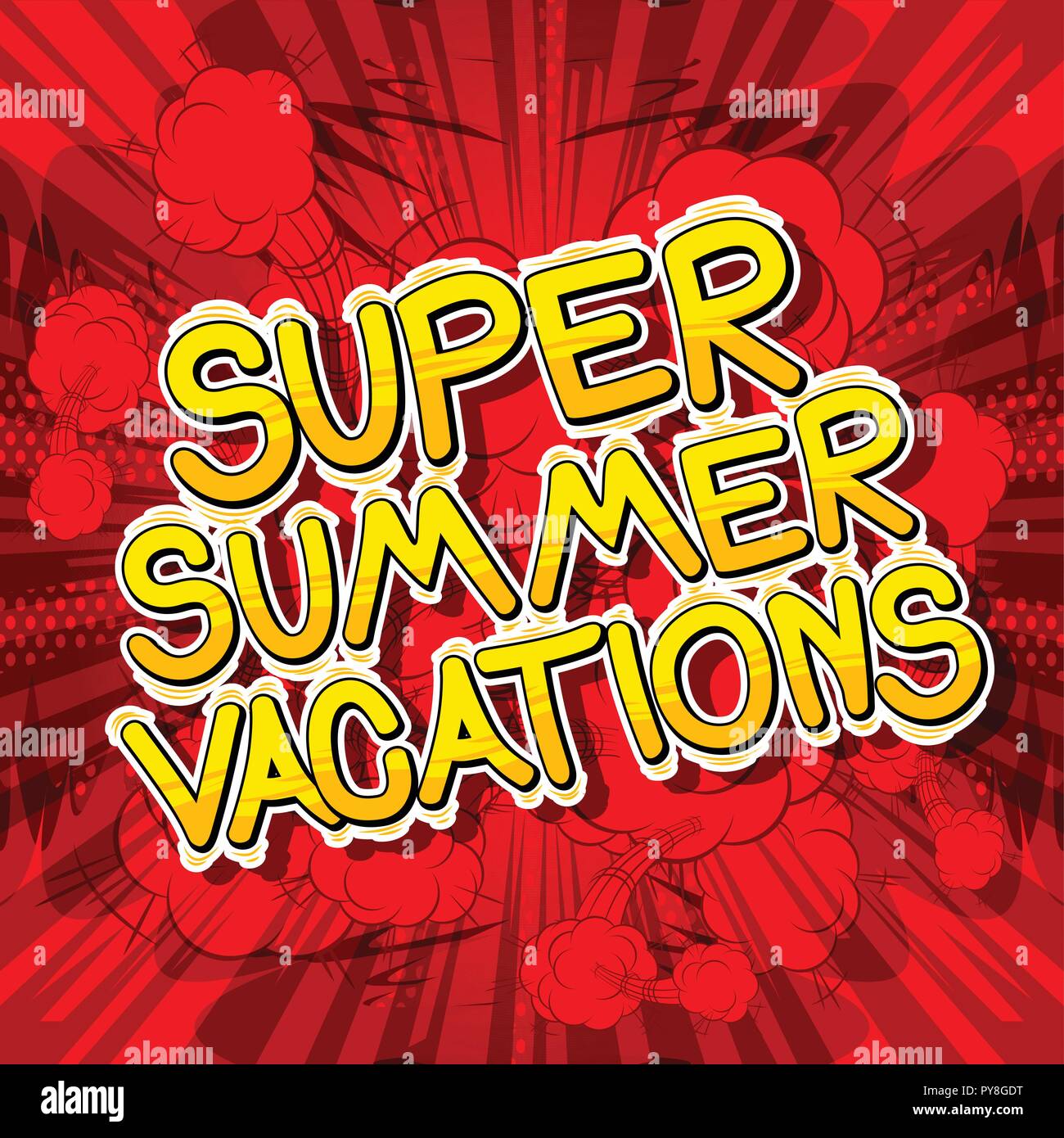 Super Summer Vacation Vector illustrated comic book style phrase