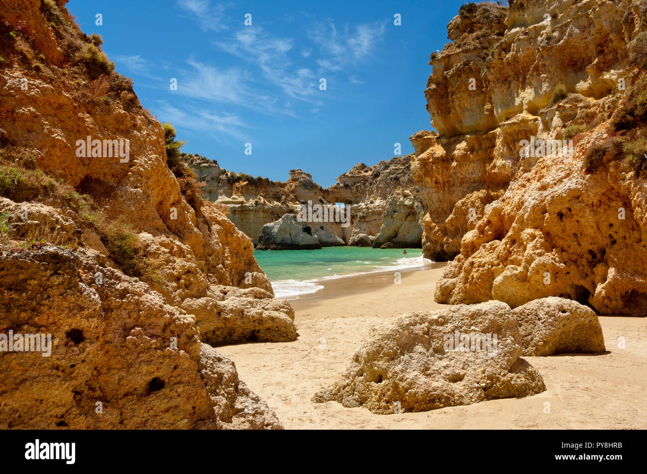 Praia dos Tres Irmaos, Alvor, the Algarve, Portugal Stock Photo