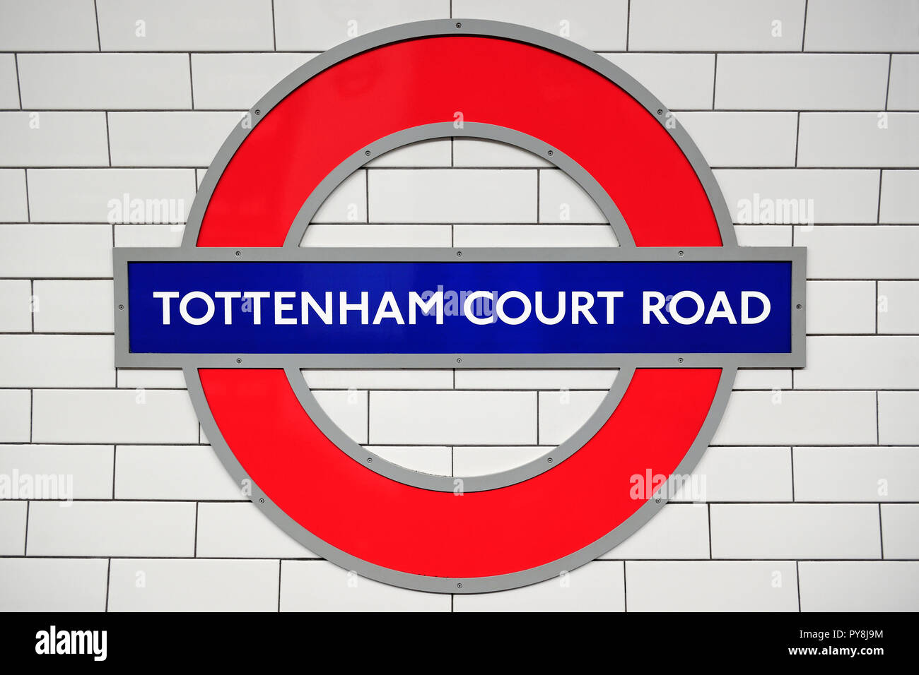 Tottenham Court Road Station Sign, London, United Kingdom Stock Photo