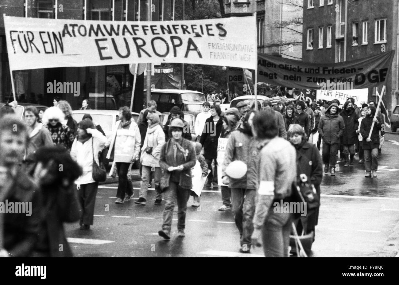 Peace demonstration in October 1981 in frankfurt (Germany) organized by